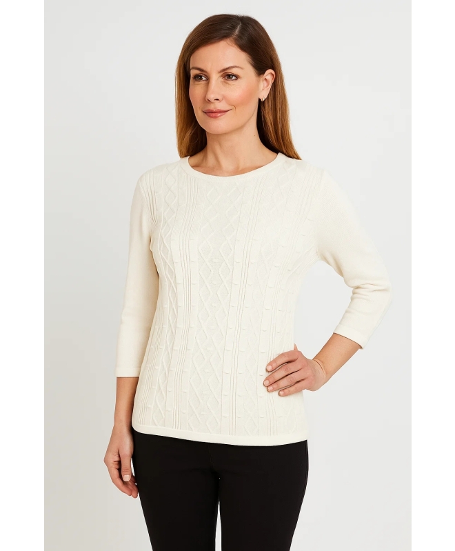 TEXTURED PATTERN JUMPER 3/4 SLEEVE