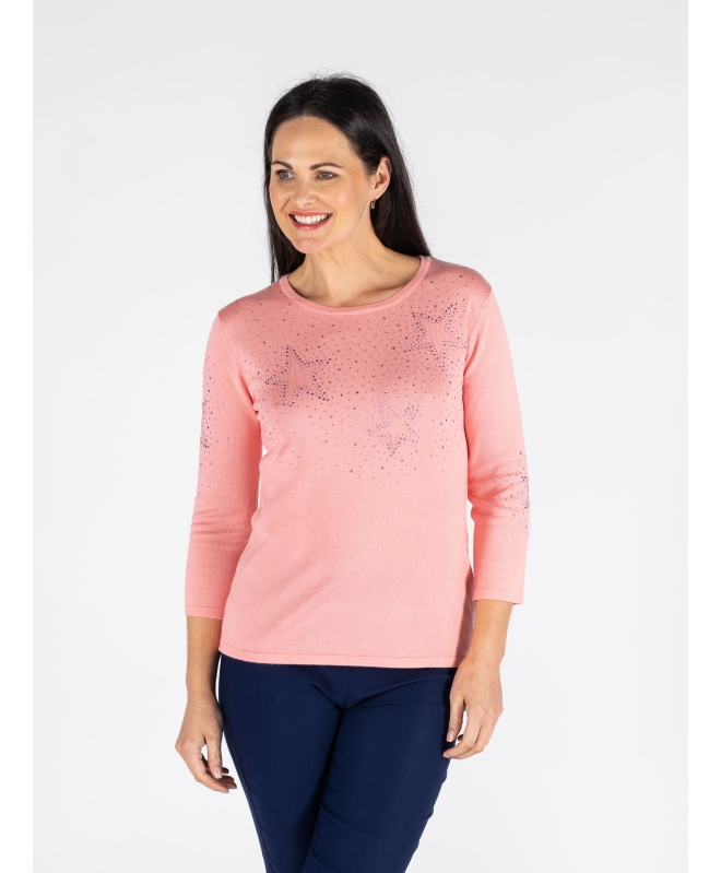 STARBLOOM HOTFIX JUMPER ROUND NECK 3/4 SLEEVE