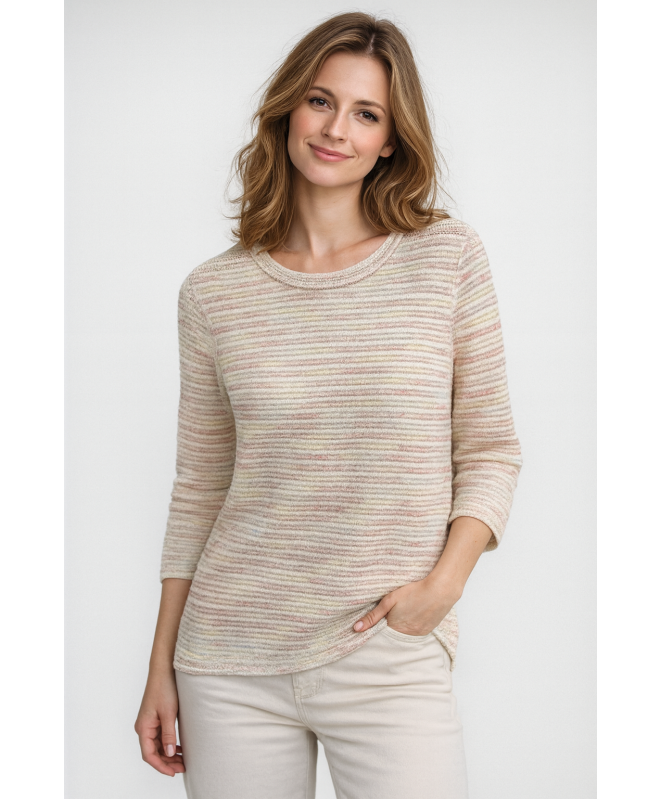 MULTI FLECK JUMPER ROUND NECK 3/4 SLEEVE