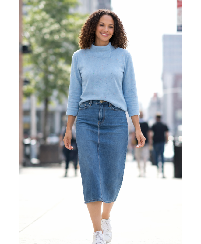 MULTI EFFECT JUMPER WITH SCOWL NECK 3/4 SLEEVE