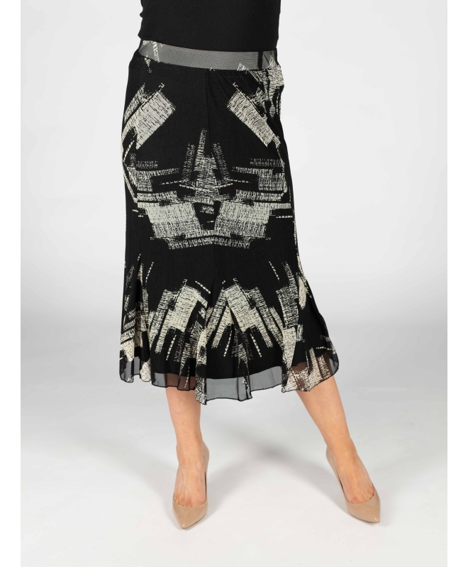 block print lined  skirt with elasticated- S30059