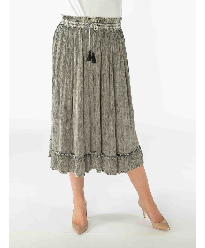 GREY SKIRT WITH FRILL AND ELASTICATED WASIT