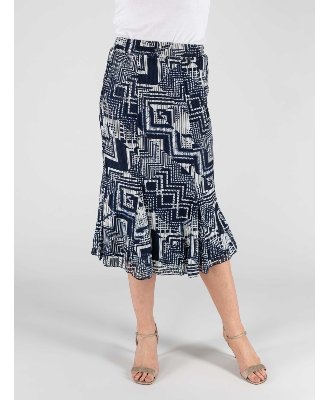 NAVY WHITE SKIRT WITH ELASTICATED WAIST