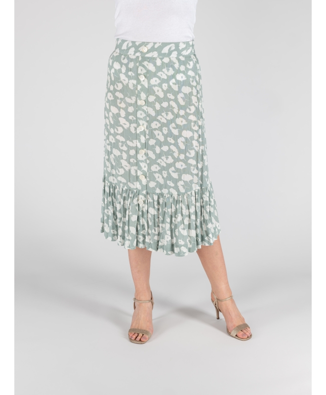 MINT COLOR CRINKLE SKIRT  WITH BOTTOM FRILL