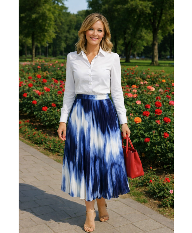 DENIM CRINKLE SKIRT  ELASTICATED WAIST