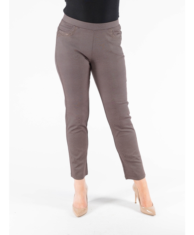 COCOA EMBROIDERED POCKET TROUSER 29" LEG ELASTICATE