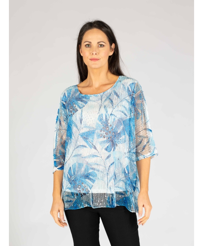 Popcorn Mesh Printed Layered T - Shirt