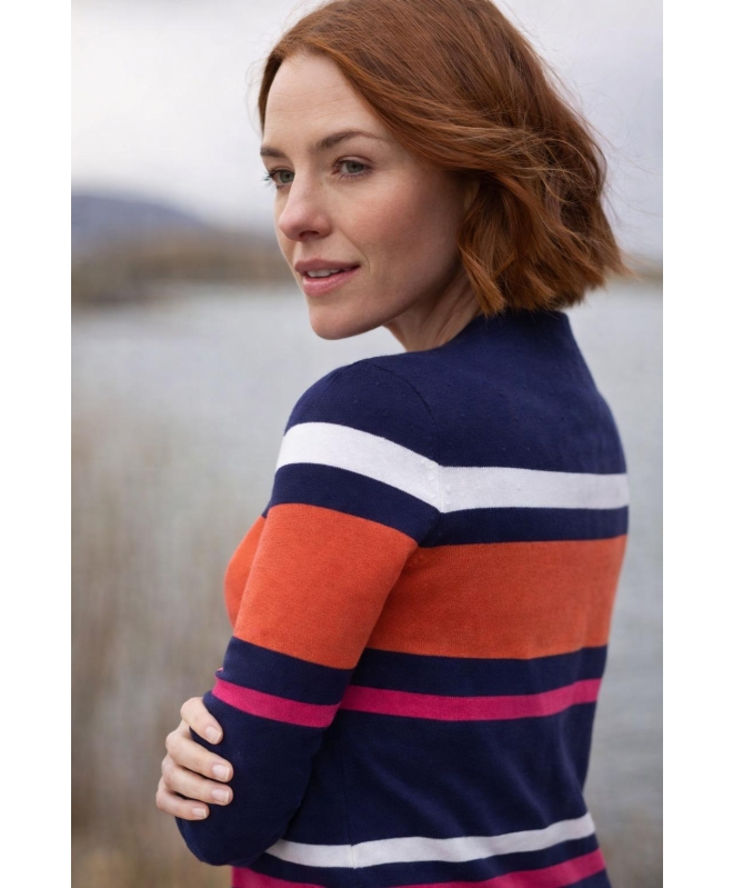 ROUND NECK 3/4 SLEEVE STRIPED JUMPER