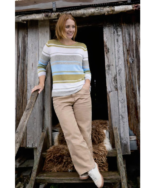 Wide Stripe Jumper Round Neck 